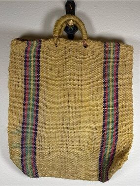Burlap Tote Bag Farmers Market Large Stripes